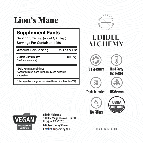 Organic Lion's Mane Mushroom Powder