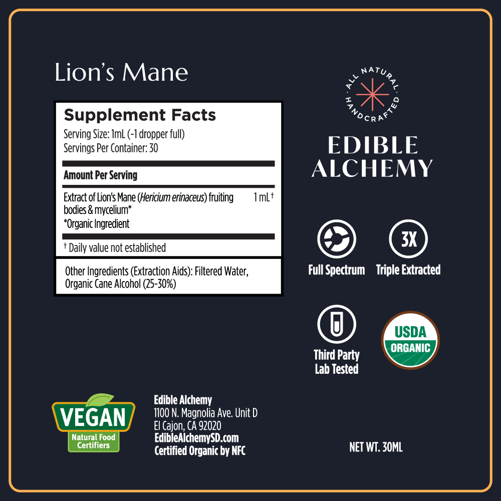 Organic Lion's Mane Extracted Mushroom Tincture