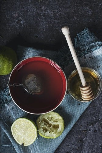 herbal tea with honey and lime